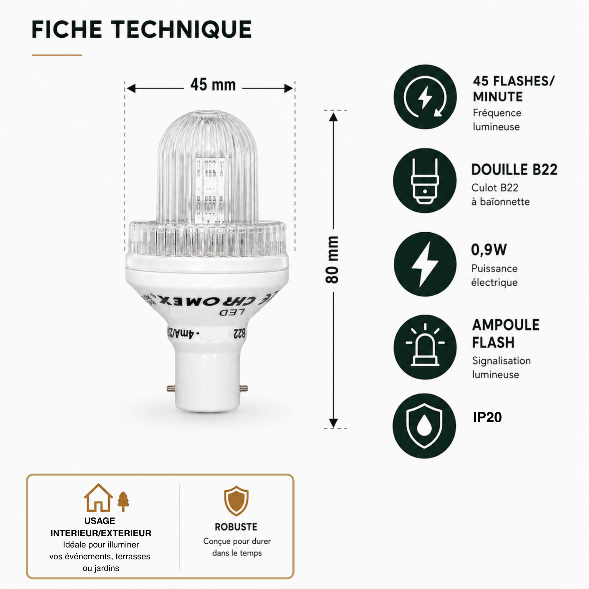 Lot de 5 ampoules flash B22 reconditionnées